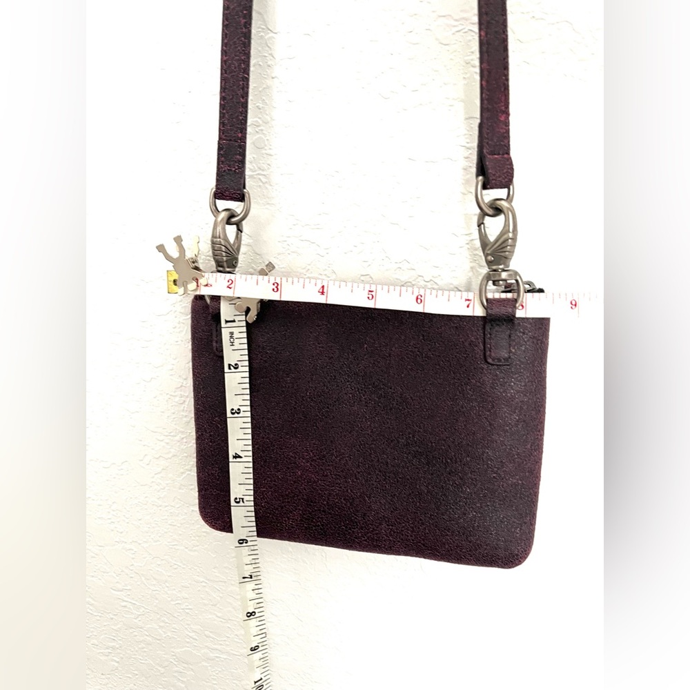 HD BIKER BAG all leather deep purple black distressed studded convertible bag - Picture 9 of 13
